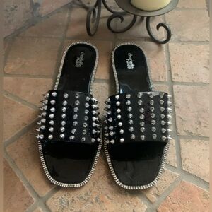 Charlotte Russe Black Studded Jelly Slides
